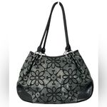 Brighton  Valencia Purse Shoulder Bag Satchel Metallic‎ Silver Black Photo 1