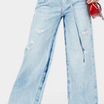 Free People We the  Kinsey Jeans Women’s 32 Wide Leg Pleated Crop Distressed Boho Photo 0