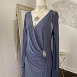 R & M Richards Ethereal Celestial Gray Silver Goddess Cape Formal Prom Dress 16 W Photo 3