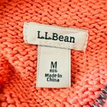 LL Bean Womens Sweater Medium Full Zip Cardigan Peach Mock Neck Cotton Outdoor Orange Photo 3
