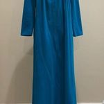 Vintage Misses JCPenney Zip Up Smocked Modest Gown Robe POCKETS Blue Size M Photo 0