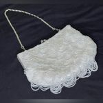 Beaded Evening Party Wedding White‎ Handbag Purse Chain Strap Kiss Lock Closure White Photo 1