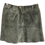 Hugo Buscati Hunter Green Leather Mini Skirt Size 2 Genuine Leather Photo 1