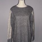 Flora Nikrooz Grey Sweatshirt with Lace Sleeves Women’s size Medium Gray Photo 0