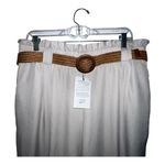 ZARA Tan High Waist Paperbag Cropped Pants Brown Raffia Belt Women Size XXL New Photo 3