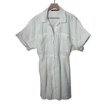 ZARA White Shirt Dress Button Front Elastic Waist Short Sleeve XL Casual Minimal Photo 1