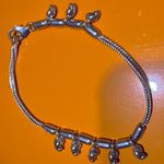 Sterling Silver Snake Chain Bracelet Dangling Bead Charm Vintage 925 Size OS Photo 5
