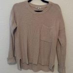 Madewell Ribbed Crewneck Sweater with Pocket - Beige, Size Small Photo 0