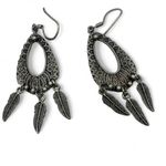 Ethnika Women Silver Pierced Charm Native Feathers Hook Danglers Earrings Photo 2