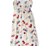 Lucky Brand  Ivory Red Blue Floral Sleeveless Tie Waist V-Neck Maxi Dress size S Photo 9