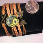 Sunflower You Are My Sunshine Butterfly Charm Bracelet Brown Photo 5