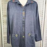 BABYTOES CLOTHING Gray Boho 100% Cotton Handpainted Button Front Cardigan Photo 0