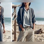 Free People NWOT  Hailee Cardi Set - blue Heather grey - small Photo 5