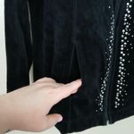 Catherines Y2K Velvet Zip Up Sweater Women 0X Glam Rhinestone Retro Monochrome Photo 1