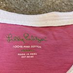 Lilly Pulitzer Pima Cotton Cap Sleeve Keyhole Front Pink White Tee T-Shirt Sz XS Photo 2