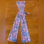 Lilly Pulitzer 🌸  Tia Strapless Jumpsuit in Iris Blue Pink Werk It Floral - Small Photo 2