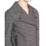 Tory Burch  Tweed Moto Jacket Black Knit Zip Front Leather Trim Small Old Money Photo 8