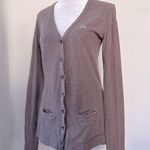 Lacoste Vintage 00s Brown & White Stripe Lightweight V-Neck Button Down Cardigan Photo 1