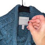 Aran Cable Knit Wool Blend Turtleneck Sweater Pullover Blue Small Womens Photo 4