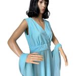 American Vintage 60-70’s  sleeveless formal blue dress, chiffon scarf size medium Photo 14