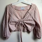 J.O.A. Chriselle x Ruched Gingham Crop Top Photo 6