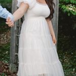 Baltic Born White Tulle Midi Tiered  Dress Bridal Engagement Photo 0