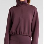 Zella NWT  Soft Modal Blend Half Zip Pullover Sweater Sz Large Burgundy Fudge Photo 3