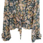 Free People  Floral Sheer Ruffle Long Sleeve Tie Front Cardigan Size XS Photo 3