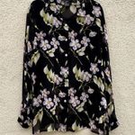 Vintage Silk RJ Collection Black Floral Sheer Button Up Shirt M Size M Photo 0