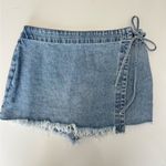 Happily Grey Denim Skort Skirt with Tie Detail Size 3/26 Blue Photo 1