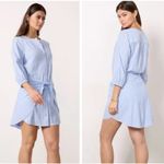 Evereve  Dress Womens Small Blue White Striped Maisy Tie Waist‎ Button Down New Photo 1
