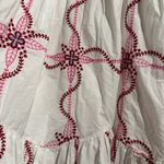 Anthropologie  White and Pink EMBROIDERED Baby doll mini dress Photo 2