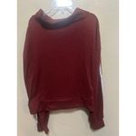 SheIn Womens XL Pullover Half Zip Burgundy Waffle Knit Long Sleeve Top Photo 3