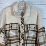 Arizona Jean Company Arizona plaid button up flannel jacket faux fur beige/brown womens size XXL Photo 1