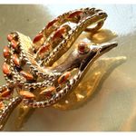 Vintage Gerrys Peace Dove Brooch Pin Faux Coral Beads Gold Tone Open Cut… Photo 10