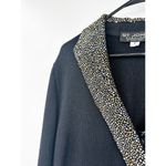 St. John Black Santana Knit Side Snap Wrap Sweater Top Gold Silver Studded 8 Photo 2