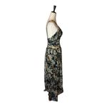 Tanya Taylor ‎ Dress Women 00 Black Floral Print Linen Silk Ruched Lovette Maxi Photo 6