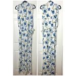 Pretty Little Thing PLT White Blue Floral Scuba High Neck Tie Waist Jumpsuit Women’s Size 12 Photo 5