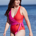 Summersalt  Hibiscus And Grapefruit The‎ Perfect Wrap One-Piece Swimsuit Size 10 Photo 0