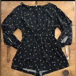 Free People Woman’s Love Grows Front Button Long Sleeve Black Romper Size Small Photo 1