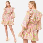 ALÉMAIS Marta Linen Ruffle Mini Dress, Size AUS 4 New w/Tag Pink Photo 15