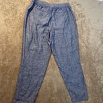 Old Navy  Pants Womens Medium Linen Chambray Blue Pull On Tapered Ankle Pockets Photo 3