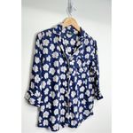 Lauren Ralph Lauren Pajama Shirt Floral Small Blue/Pink Collared Blue Photo 1
