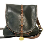 Brahmin  Vintage Black Soft Leather Brown Trim Shoulder Bag Photo 0