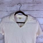 Madewell  Crochet-Knit V-Neck Sweater Tee Vintage Ivory Size Medium Photo 4