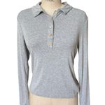 J.Crew  Gray Stretchy Long Sleeve Polo Shirt Size Large Photo 0