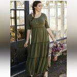 Matilda Jane  Women's‎ Day Army Green Tiered Maxi Dress Size M Photo 2