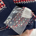 Talbots Cardigan Sweater Women 1X Red White Blue Hidden Snap Front NWT Photo 7