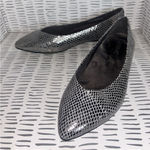 Vionic  Gem Caballo Gunmetal‎ Snake Pointed Toe Leather Ballet Flat Shoes 7 Wide Photo 0