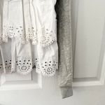 Joie  Devra White Eyelet Lace Layered Back Heathered Gray Sweatshirt Large NWT Photo 6